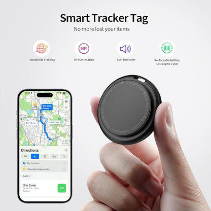 Air Tracker Tags 4 Pack, Bluetooth Smart Tag for Item Finder, Compatible with iOS Find My, Replaceable Battery & Long Battery Life, Item Locator for Keys, Luggage, Bags, Wallet with Key Chain