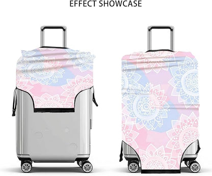 Pink Blue Mandala Luggage Cover Travel Essentials Suitcase Protector Washable Anti Scratch Protective Sleeve Baggage Wrap Fits 22-24 Inch Suitcase Covers Luggage Skins Travel Accessories