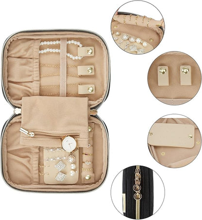 BAGSMART Travel Jewelry Organizer Case Small Jewelry Roll for Journey-Rings, Necklaces, Earrings, Bracelets, Black