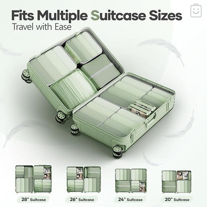 Veken 11 Set Compression Packing Cubes for Travel Essentials,Compressible Expandable Large Luggage Suitcase Organizer Bags for Clothing,Durable Space Saver Storage Bags(Matcha Green)