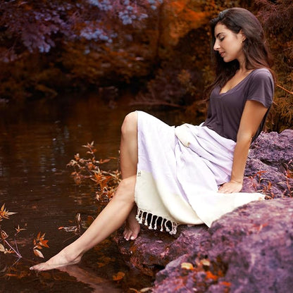 Bazaar Anatolia Turkish Beach Towel 100% Cotton Bath Towels 71x39 Quick Dry Sand Free Lightweight Large Oversized Herringbone Lavander Lilac