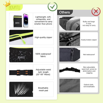 Running Belt Waist Fanny Pack: Slim Phone Holder Workout Pouch for Walking JoggingBlack