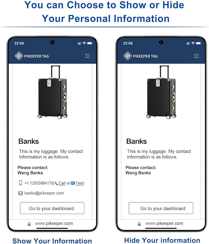 Smart QR Code Luggage Tags - Show Location When Scanned, Customizable Info with Privacy Protection, 4-Pack Waterproof & Durable Travel Labels for Suitcases, Backpacks & More