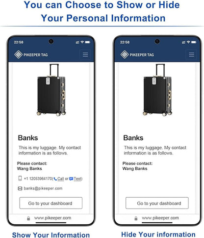 Smart QR Code Luggage Tags - Show Location When Scanned, Customizable Info with Privacy Protection, 4-Pack Waterproof & Durable Travel Labels for Suitcases, Backpacks & More