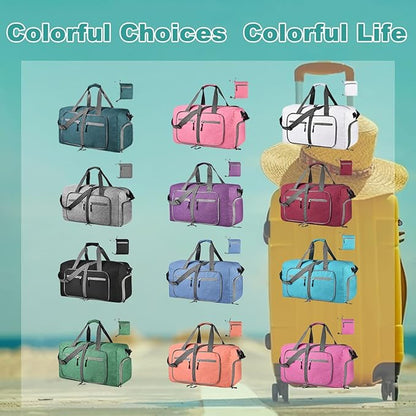 Dimayar 85L Travel Duffle Bag for Men Women - Foldable Duffel Bag with Shoes Compartment - Overnight Bags Waterproof & Tear Resistant(Gray)