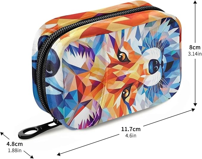 Pill Organizer Box Case Weekly Travel Pill Container Holder 7Day Cute Vitamin Organizer Dispenser Sorter Planner Storage Small Compact Fox Geometric11