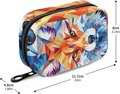 Pill Organizer Box Case Weekly Travel Pill Container Holder 7Day Cute Vitamin Organizer Dispenser Sorter Planner Storage Small Compact Fox Geometric11