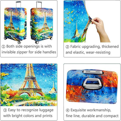 fancyfree Luggage Cover Washable Suitcase Protector Anti-scratch Suitcase cover (Dreamy Paris, L(25"-28" luggage))