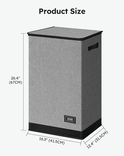 SOLEDI Laundry Hamper with Lid 90L Large & Tall Collapsible Laundry Basket, Clothes Hamper with Bag Removable Easy to Carry, Dirty Hampers for Bedroom, Bathroom, Dorm, College, Grey