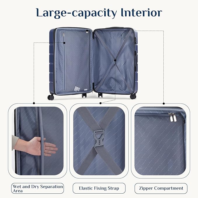 NEWBULIG 20 Inch Carry on Luggage, Lightweight Expandable Rolling Suit Case with TSA Lock, Hard Shell ABS Suitcase with Double Spinner Wheels, Blue