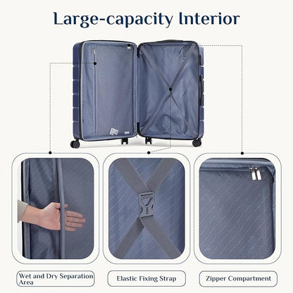 NEWBULIG 20 Inch Carry on Luggage, Lightweight Expandable Rolling Suit Case with TSA Lock, Hard Shell ABS Suitcase with Double Spinner Wheels, Blue