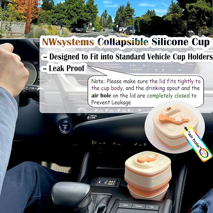 Collapsible Silicone Cup, Safe & Portable, for Hot & Cold Drinks, 18.6 oz (550 ml) - Travel, Camping, Office, and More – Peach Fuzz