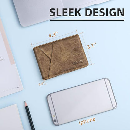 Zitahli Wallet for Men Slim 11 Credit Card Holder RFID Blocking Small Men's Wallet Bifold Minimalist Front Pocket With Mens Gifts Box