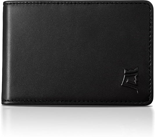 Kings Loot Wallet for Men | Minimalist Slim RFID Blocking Leather Design with Cash Pocket & Card Pull Strap | Holds 1-15 Cards | Stylish & Durable Wallets (Onyx Black)