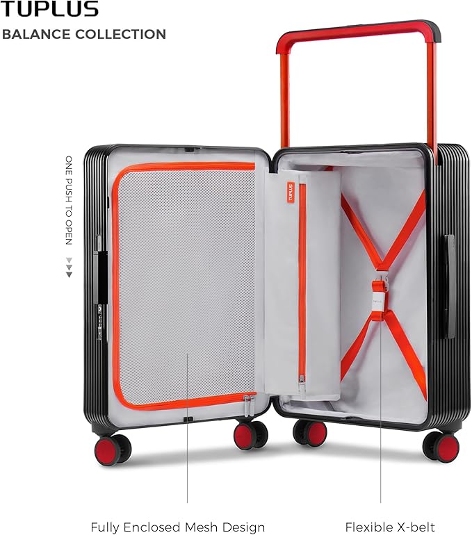 TUPLUS Suitcase ABS Hard Shell Luggage with 4 Spinner Wheels Hold Check in Travel Case, Balance Series