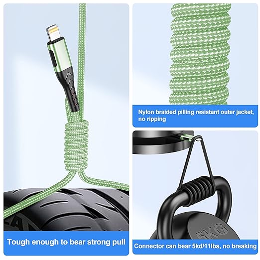 Durcord Compatible with iPhone Charger,3Pack 6FT USB A Cable for Phone Charger Cable, Fast Phone Charging Cord Compatible with Phone Xs Max/XS/XR/X/8/7/6S/6/Plus/SE/Pad(Lightning Green)