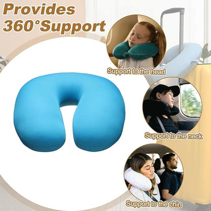 HARFINGTON 2pcs Travel Pillow Airplane Neck Pillow U-Shaped Filled with Foam Beads Stuffable Classic for Sleeping Neck Chin Lumbar Support, Light Blue