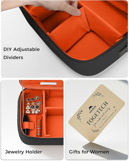 MATEIN Charger Cord Organizer with USB-C & USB-A Ports, Hardshell Cable Organizer Bag Cord Storage for Travel, Water Resistant 2-in-1 Electronics Case for Tech Accessories and Cosmetics, Black