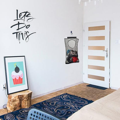 Hanging Mesh Laundry Hamper (30in*20in*2in) Large Dirty Clothes Bag, Can Be Used Behind The Door & Closet & Caravan& Bathroom (Black)