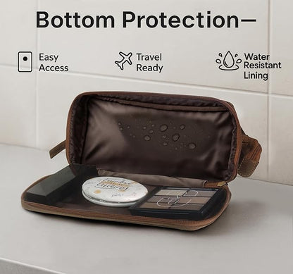RUSTIC TOWN Leather Toiletry Bag for Men - Travel Gift Shaving Ditty Kit - Bathroom Shower Toiletries Organizer - Cosmetic Makeup Bag for Women