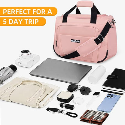 Underseat Carry On Luggage - Lightweight Travel Tote Weekender Bag Overnight Duffle for Travel, Personal Item - Pink-16Inch