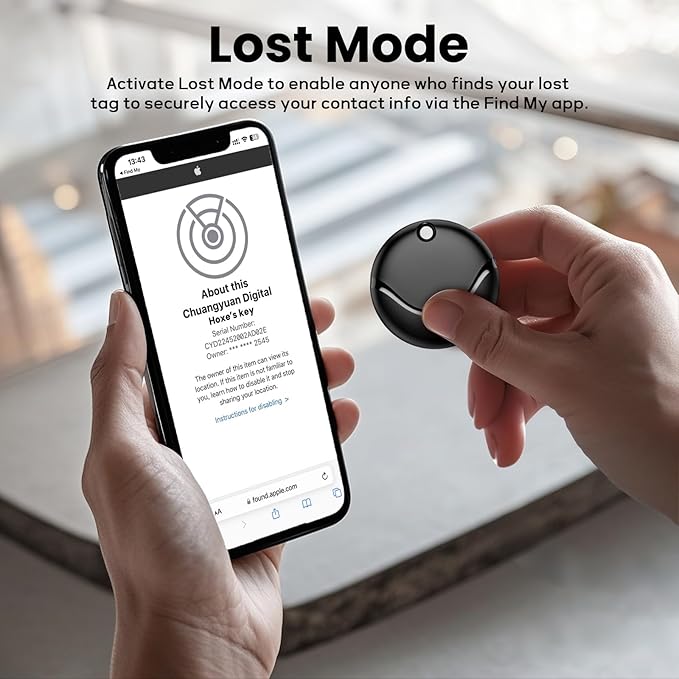 Air Tracker Tags-4 Pack Black, Bluetooth Tracker Works with Apple Find My (iOS Only), Smart Tag with Lanyard, Item Finder for Luggage, Key, Suitcases, Replaceable Battery, IP67 Waterproof Tracking Tag