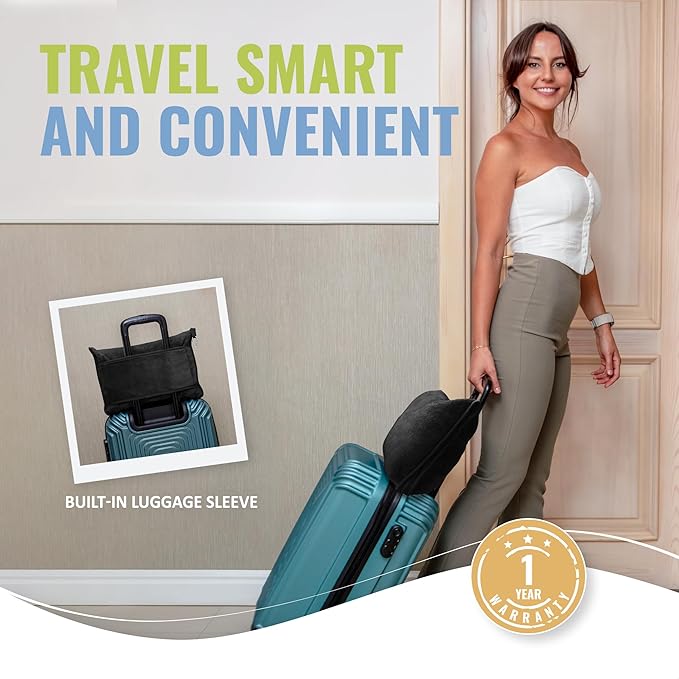 BOACAY Soft & Warm Travel Blanket for Airplane & Car - Long Flight Essential for Women, Men, Kids - Compact Pillow with Luggage Sleeve & Backpack Clip