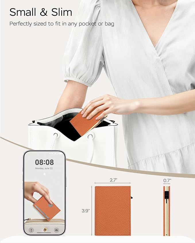 Women's Small Wallet - Sleek & Secure - RFID Blocking Compact Wallet with Slim Lightweight Pop Up Credit Card Holder, Premium Leather Capacity 11+ Cards Plus Cash & ID, Gift for Her