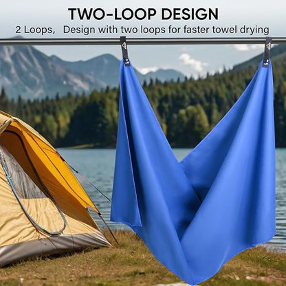 APEXUP Microfiber Travel Towel, Ultra Absorbent Quick Dry Towels, Lightweight Gym Sports Camping Towel for Workout, Yoga, Beach, Shower, Swimming (60"×30", Dark Blue)