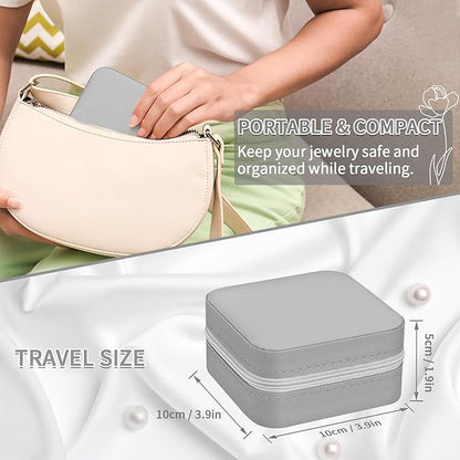 Leezmark 8 Pcs Jewelry Travel Box, Bridesmaid Gifts Set Of 6 & 8, Velvet Jewelry Travel Organizer Small Jewelry Cases Bridesmaid Proposal Gifts Box Mini Storage Organizer Storage Box, Grey