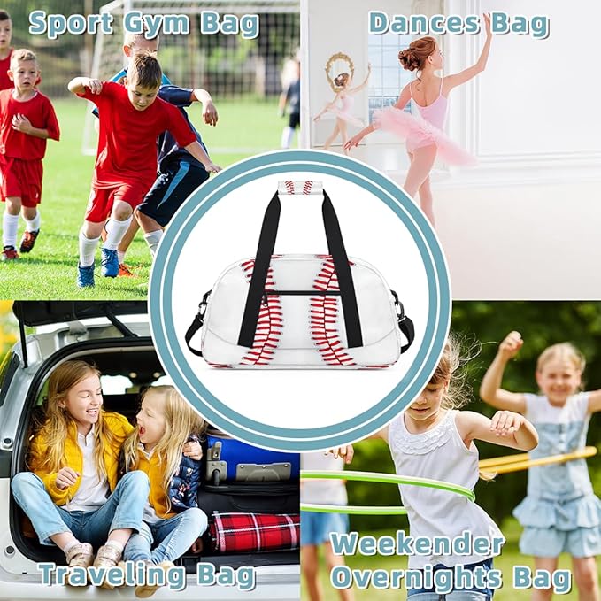 Kids Duffle Bag Girls Boys Baseball Sports Texture Weekender Overnight Bag,Lightweight Duffel Bags for Traveling Gym Sport Dance