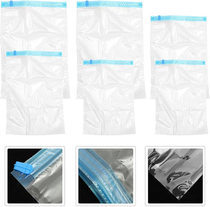 FAVOMOTO 6pcs Hand-rolled Compression Bags Capacity Travel Storage Vacuum Bags for Clothes Bedding Comforters Pillows Space Saver Organizers for Luggage and Suitcases