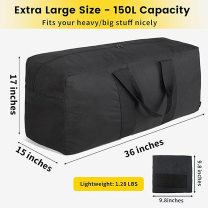 Vorspack Extra Large Duffle Bag for Travel - 150L Duffel Bag for Men Gear Bag for Storage Foldable Weekender Bag for Overnight Camping - Black
