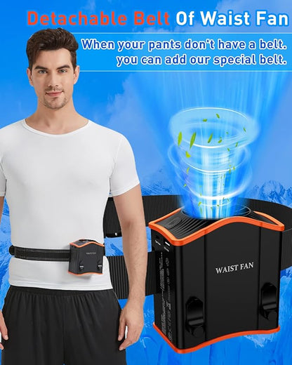Upgraded Portable Waist Fan with Adjustable Belt,10 Times Strong Wind Waist Clip Fan with 12000mAh Battery Over 40H Working Time, Belt Fan for Outdoor Works,Camping,Travel,Fishing