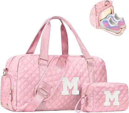 Personalized Duffle Bag Women Girls Gift: Letter Carry on bags, Dance Cheer bag Sports for Girl, Kid Gymnastics Bags, Birthday Gifts for Women Kids Teens Mom Friends