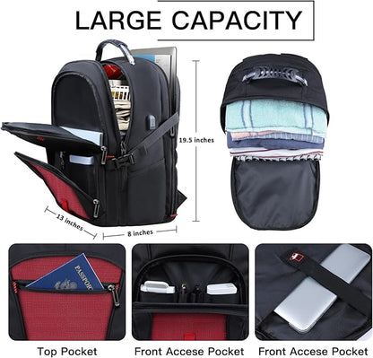Extra Large Backpack, Travel Laptop Backpack, Sturdy TSA Water Resistant 17.3 Inch Carry on Backpacks with USB Port, Anti Theft Business Computer Backpacks Gifts for Men Women, Red