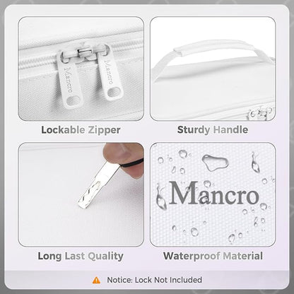 Mancro Dual Layers Medicine Organizer Bag, Pill Bottle Organizer Storage with Lockable Zipper, Medication Travel Bag for Pills, Vitamins, Medical Supplies for Home Storage, Travel, White