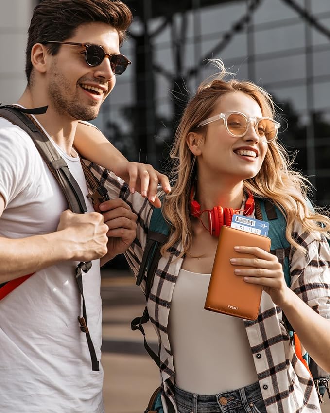 VULKIT Passport Holder Wallet RFID Blocking Travel Wallet for Men & Women