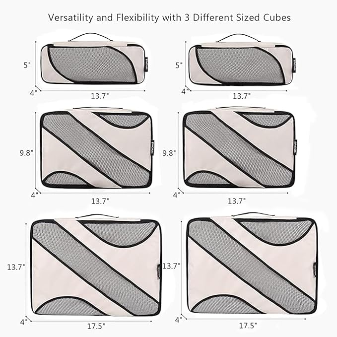 BAGAIL 6 Set Packing Cubes,Travel Luggage Packing Organizers