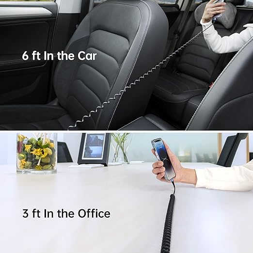 iPhone Charger Cable for Car 3FT, 2Pack Coiled Lightning Cable, [Apple MFi Certified] Retractable Charging Cord Compatible with iPhone 14/13/12/11 Pro Max/XS MAX/XR/XS/8/iPad/iPod/CarPlay-Blue