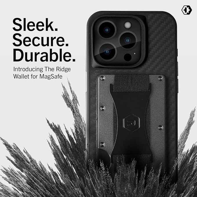 Ridge Wallets for Men Compatible with Magsafe - Slim Minimalist Compact Wallet and Card Holder, RFID Protected Front Pocket Wallets for Men with Integrated Cash Strap (Gunmetal)