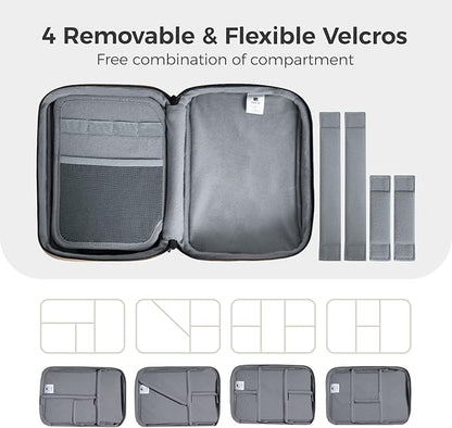 pack all Electronic Organizer Plus, Larger Capcity Cable Organizer Bag, Shockproof Carrying Case, Portable Cord Travel Organizer Storage Bag for Cables, Chargers, Phones, USB, SD Cards(Beige)