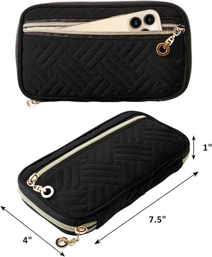 SFYBYHEART Travel Jewelry Organizer Case, Jewelry Travel Bags for Women, Small Travel Jewelry Case for Tangle-Free Earrings, Necklaces, Rings Storage, Travel Accessories, Black