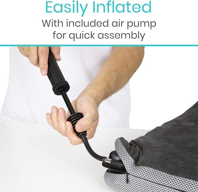 Vive Inflatable Wheelchair Air Seat Cushion - Adjustable Air Pressure Relief Travel Seat, Portable - Waffle Style Pressure Relief Bed Sore Ulcer Treatment Wheel Chair Pain Cushion for Mobility Aids