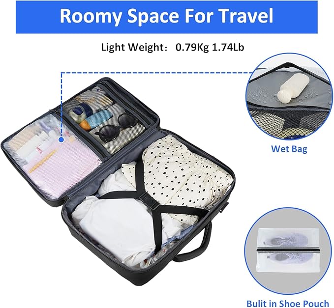 Taygeer Travel Laptop Backpack for Men Women, Airplane Approved Travel Backpack Suitcase with Usb Charging Port, Lightweight College 35l Luggage Bag 15.6inch Laptop Mochila Gifts for Business,Black