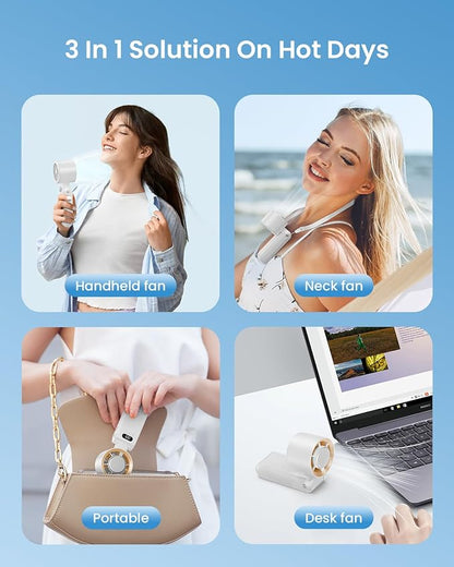 Handheld Portable Turbo Fan with Ice Cooler, Speed (1-199) 5500mAh Rechargeable Personal Fan,[20H Cooling Time] Mini Yet Powerful [20000 RPM] Small Pocket Fans for Travel/Outdoor/Home/Office, White