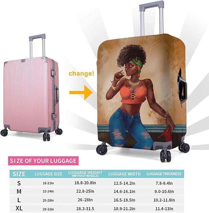 Travel Suitcase Protector Explosion Hair Girl Elastic Protective Washable Luggage Cover With Concealed Zipper Suitable For Medium (A little large)