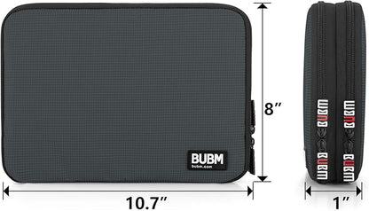 BUBM Double Layer Electronics Organizer, Travel Gadget Bag for Cables, Memory Cards, Flash Hard Drive and More, Fit for iPad or Tablet(up To 9.7")--Large, Gray