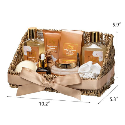 Christmas Gifts for Women - 17Pcs Vanilla Bath and Body Gift Basket Set for Women Spa Gift Baskets Spa Kit | Perfect Gifts for Valentines, Mothers Day, Birthday Gifts, Self Skin Care Gift Sets for Her