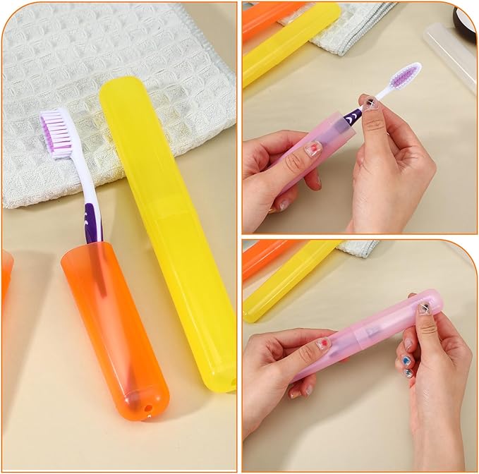 60 PCS Travel Toothbrush Holders, Bulk Plastic Toothbrush Case Cover with Ventilation Holes, Portable Dust-Proof Toothbrushes Storage for Travel, Home, Camping - 6 Assorted Colors